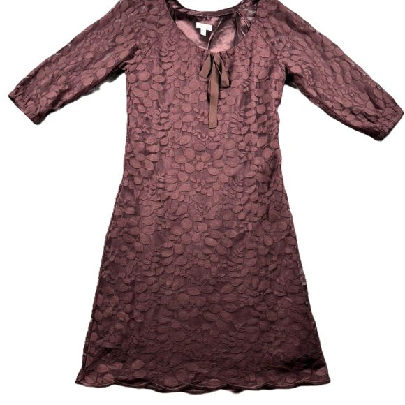 Garnet Hill Deep Mahogany Bohème Easy Lace Dress Dark Romantic Size 4 D110 - Picture 1 of 11